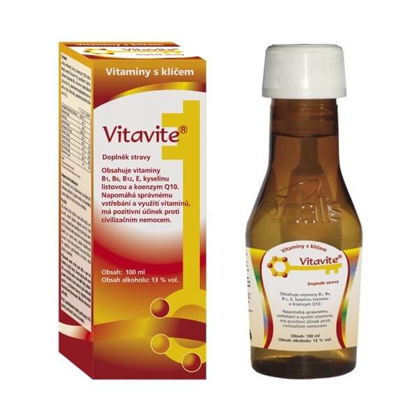 Vitavite 100 ml Přírodní sirup s vysokým obsahem vitaminů E, B1, B6, B12 a kyseliny listové.