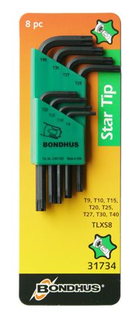 BONDHUS (doživotní záruka)  Sada L-klíčů/torx TLXS 8 krátká (T9-40)