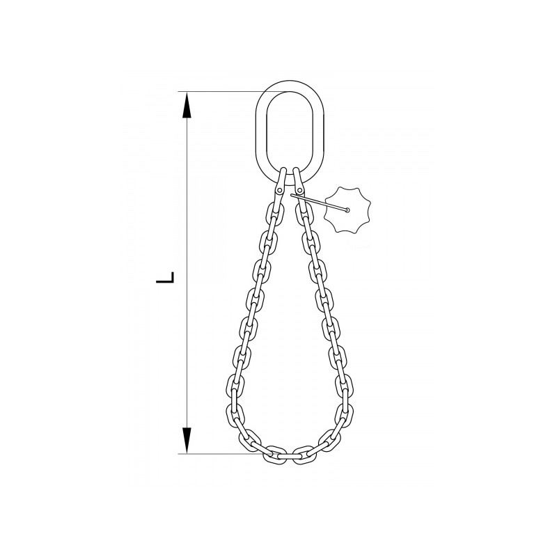 Vázací řetěz T8 nekonečný 2-pramenný  1,5m  2,8 tun (0˚- 45˚) / 2  tuny (45˚- 60˚)