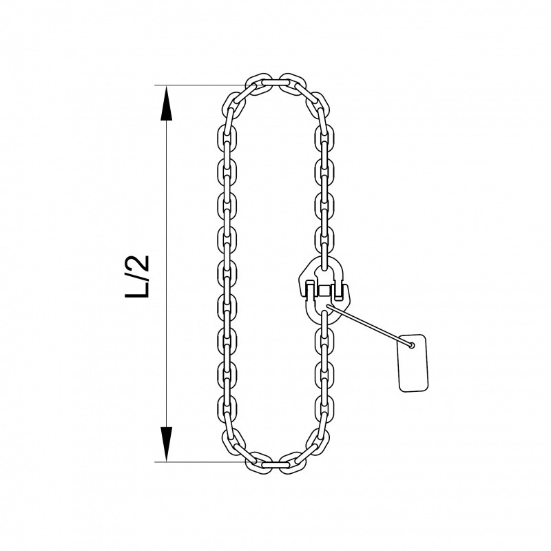Vázací řetěz T8 nekonečný  2m  2,8 tun (0˚- 45˚) / 2  tuny (45˚- 60˚)