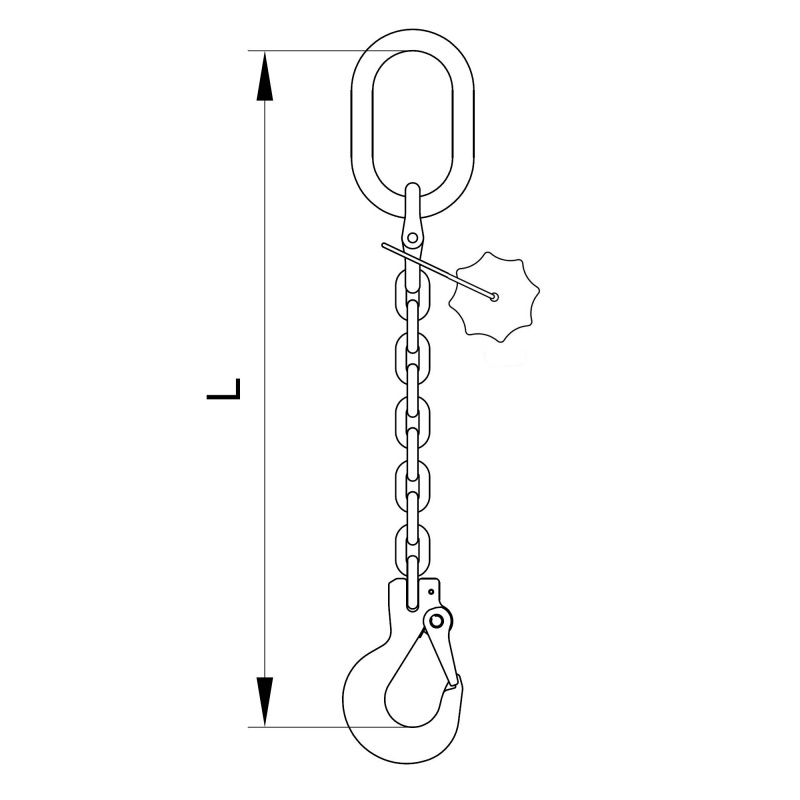 Vázací 1 x řetěz  T8 oko-hák  2m 1,12 tun